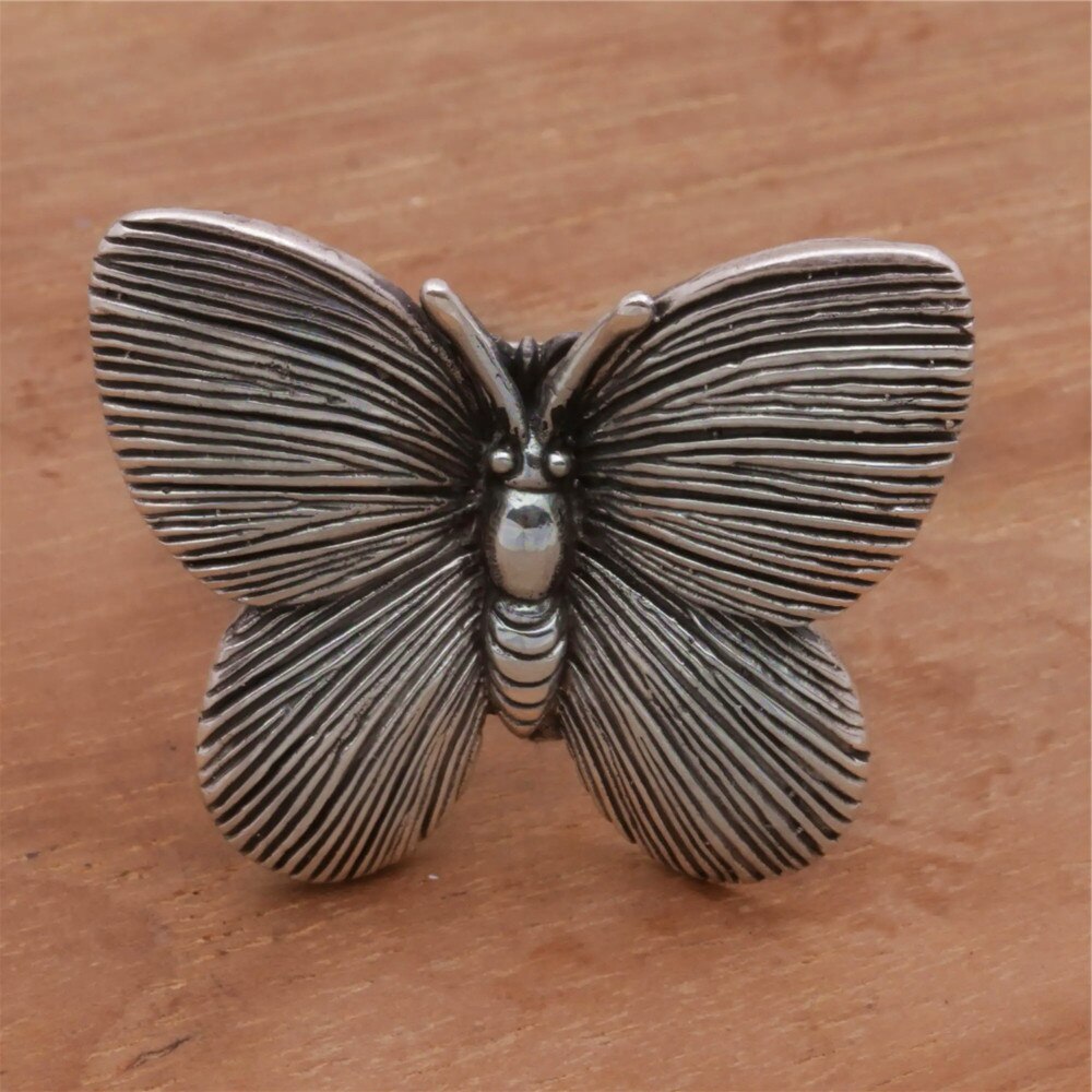 Vintage Women Big Butterfly Ring Black Pattern Animal Rings for Women Wedding Engagement Jewelry