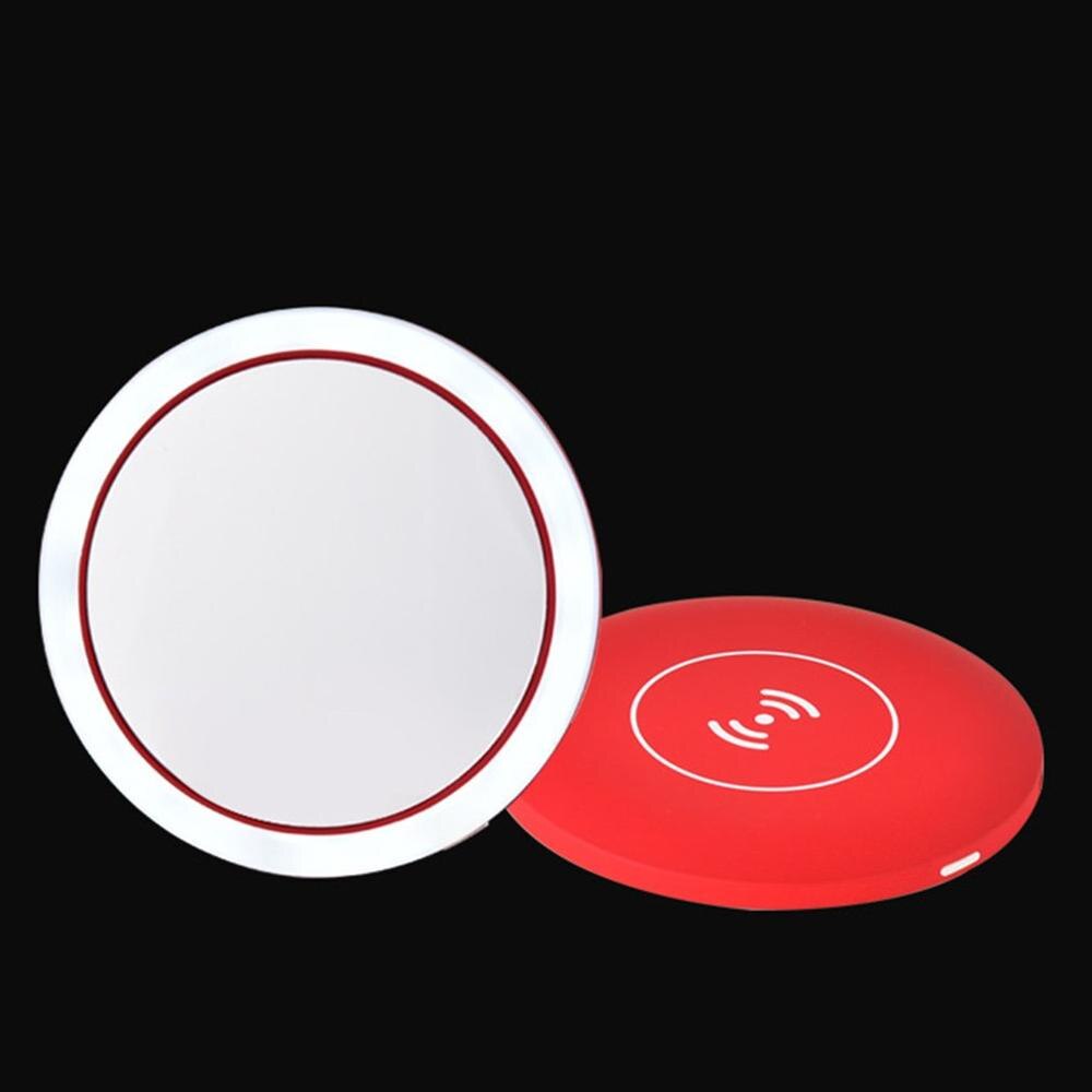 Smart led maquiagem espelho portátil vaidade pode ser escurecido led espelho com 3 níveis de iluminação de carregamento sem fio maquiagem espelho 360 ringlight