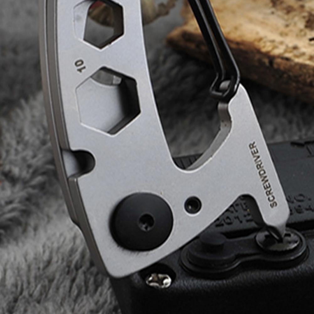 Hiking Climbing Stainless Steel Keychain Multi Tool Carabiner Bottle Opener