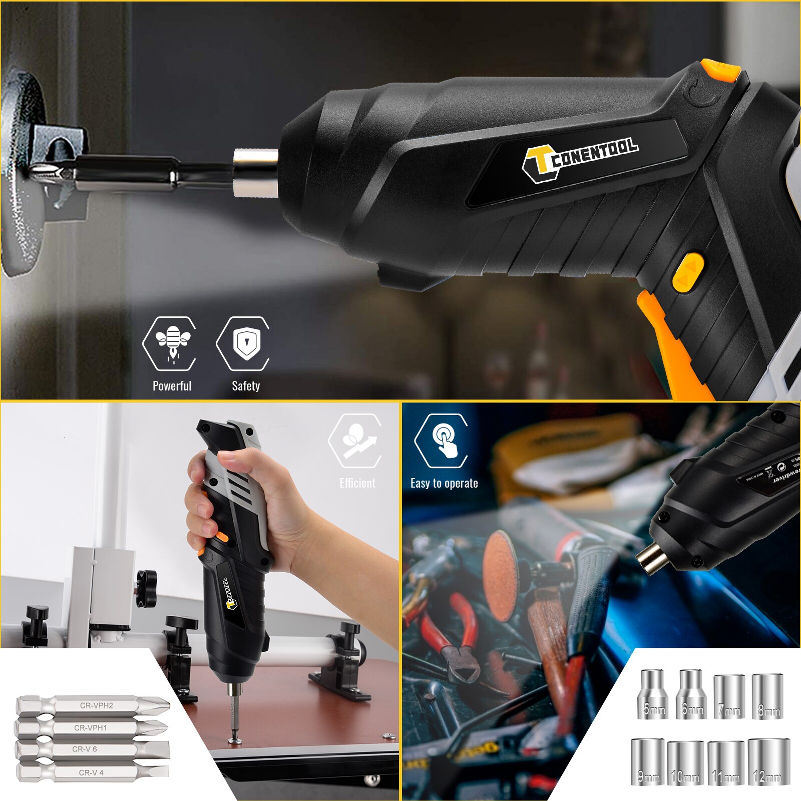 CONENTOOL Screwdriver 3.6V Cordless Electric Screw Driver Rechargeable Battery Mini Drill Adjustable Switch Power Tool Portable