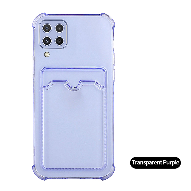 Handyhülle 02 a225f a125f kartenfach für samsung Galaxis  a22 a42 a12 a02, 22  a 12 weicher Stoßstange 42 transparente schutzhülle: A22 / transparent-violett