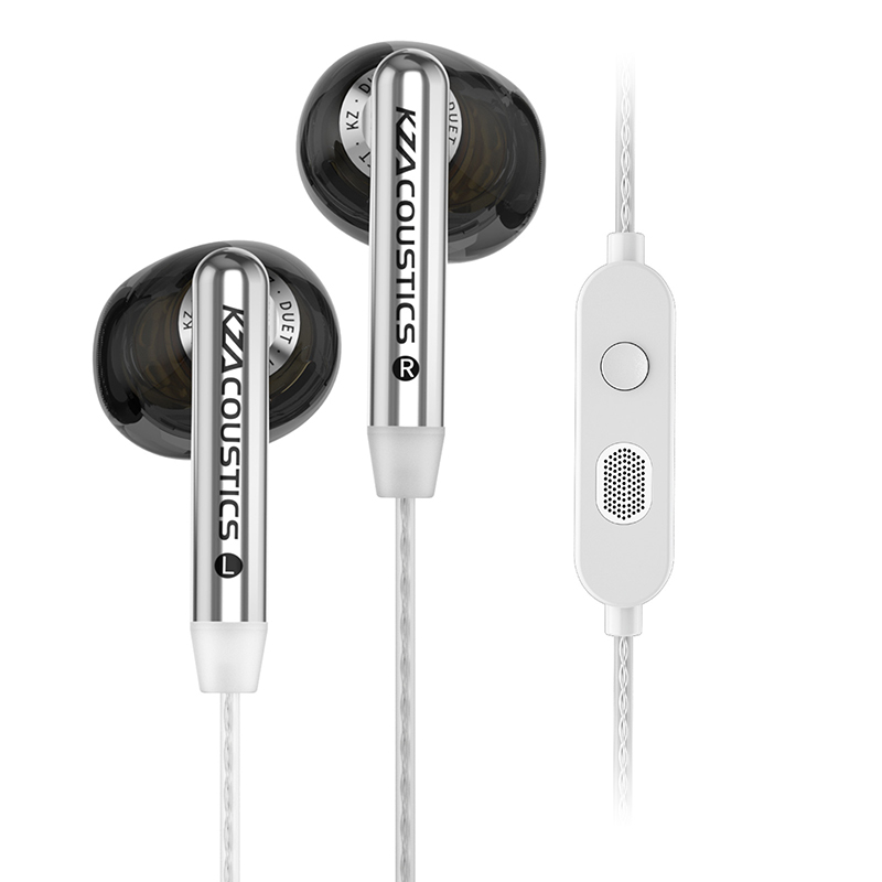 KZ Duet Quad Core Dual Dynamic Drivers Earphones In Ear Wired Earbuds for Music Gaming HiFi Sound Stereo Headset: Ivory