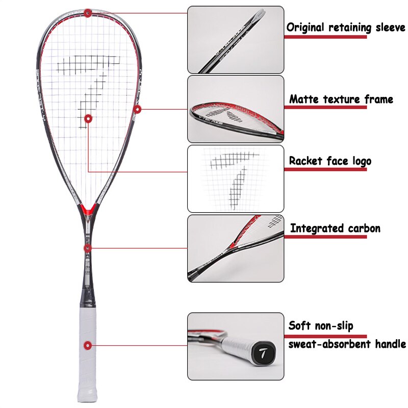 Official Teloon Carbon Squash Rackets Racquets With String Grip Bag Racquete De Squash Training Sports Graphite Accessories