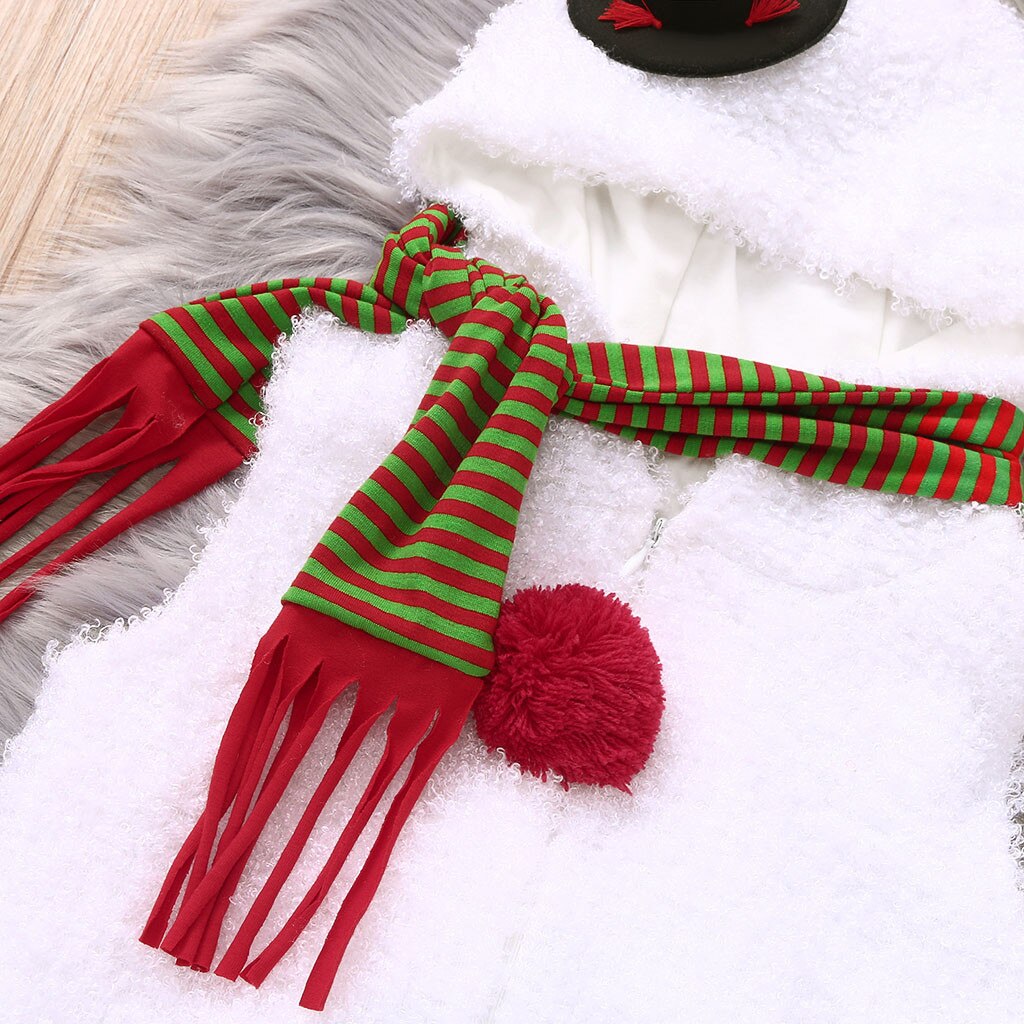 Newborn Infant Baby Boys Girl Christmas Xmas Clothes Romper Hat Outfit Costume Snowman Modelling Fleece Romper Scarf Sets