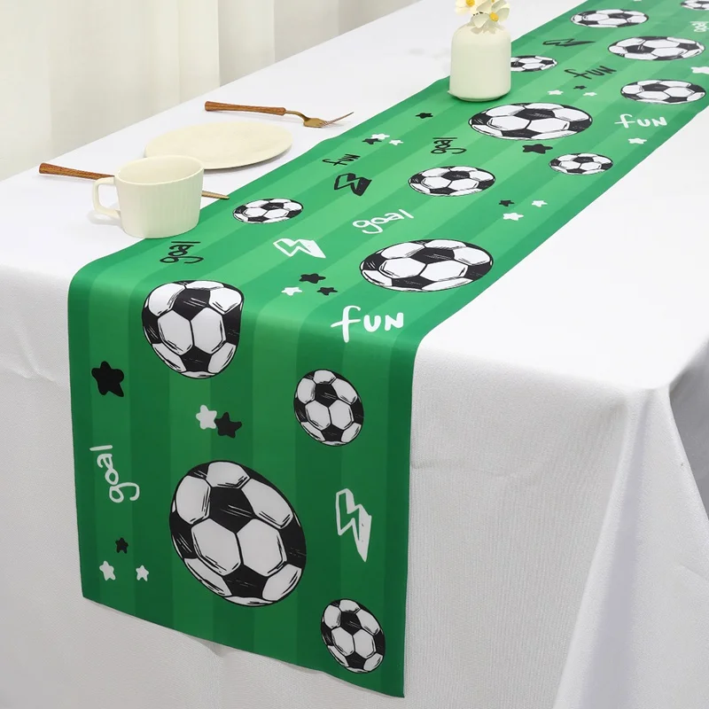 1pc Soccer/Football Party Table Flag Table Centerpiece Soccer Birthday Decorations Sports Theme Party Table Runner Table Cover