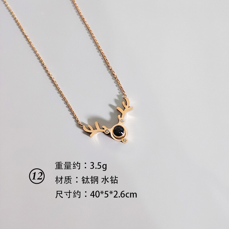 koreanische Vintage Edelstahl Rose Gold Halskette Für Frauen Sterne Mond Geometrische Kette Halskette Schmuck Zubehör: 12