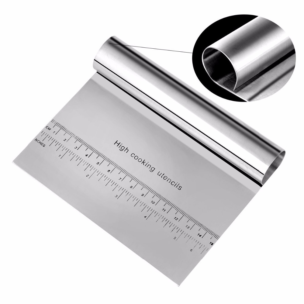 Stainless Steel Patisserie Pizza Dough Scraper Cutter Cutters Cozinha Baking Pastry Spatulas Cooking Cake Decorating Tools