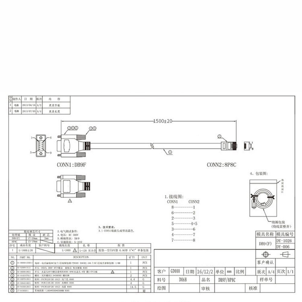 Ouhaobin Blue 1.8m DB 9Pin RS232 Serial To RJ45 CAT5 Ethernet Adapter LAN Console Cable Apr 9