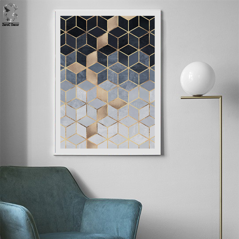 Nordic Geometrische Kubus Art Posters en Prints Muur Art Canvas Schilderij Foto 'S Voor Woonkamer Abstract Home Decor
