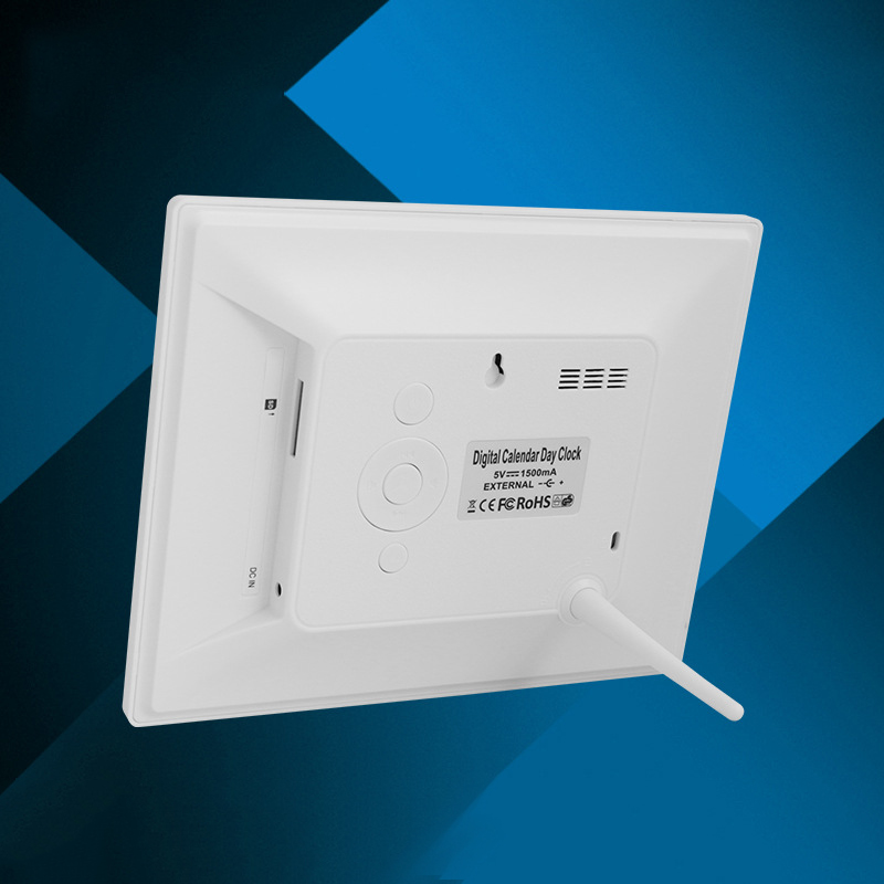 Clock Calendar with Date Day Hour 8 Inch Led Large Police Alarm for Elderly / Alzheimer and Children - White European Plug