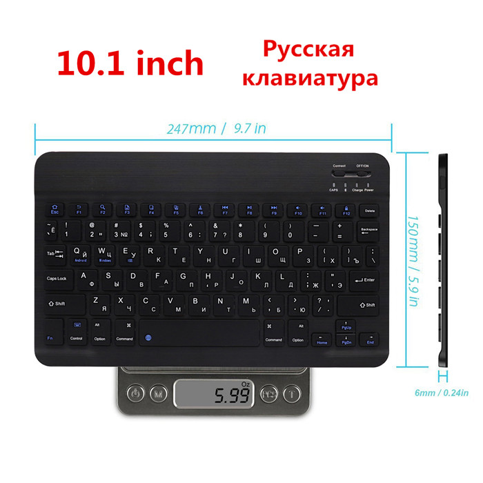 Ultra Thin 7 Colors LED Backlit Backlight Wireless Russian/Spanish/Arabic Bluetooth Keyboard For iPad Air 10.5 pro 9.7 keyboard: RU-030