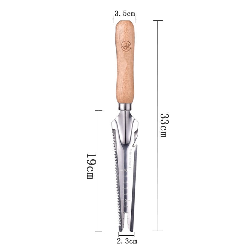 Stainless Steel Garden Shovel Spade Multi Tool Wood Handle Weeder With Sawtooth Ruler Digging Trowel Bonsai Farming Tool