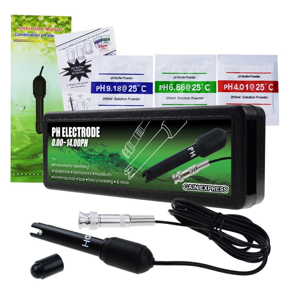 PH Probe with BNC Connector, 150cm Long Cable 0-14pH Test Sensor Electrode for PH Meter Monitor Controller