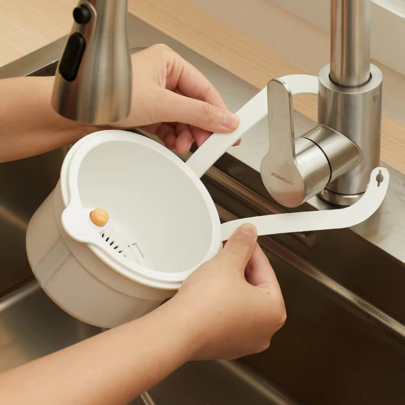 Cesta de drenaje para fregadero 2 en 1, bolsa de filtro colgante para grifo, cesta de volcado automático ajustable, estante de esponja para fregadero, recolector de residuos de cocina