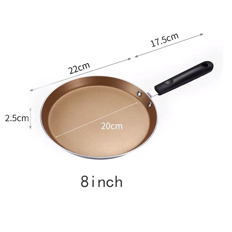 Roze/zwart/gouden antiaanbak maifan stenen wok pannenkoek ei steak antiaanbakpan geen olie rook thuis algemeen koken pan: Goud 8 inch