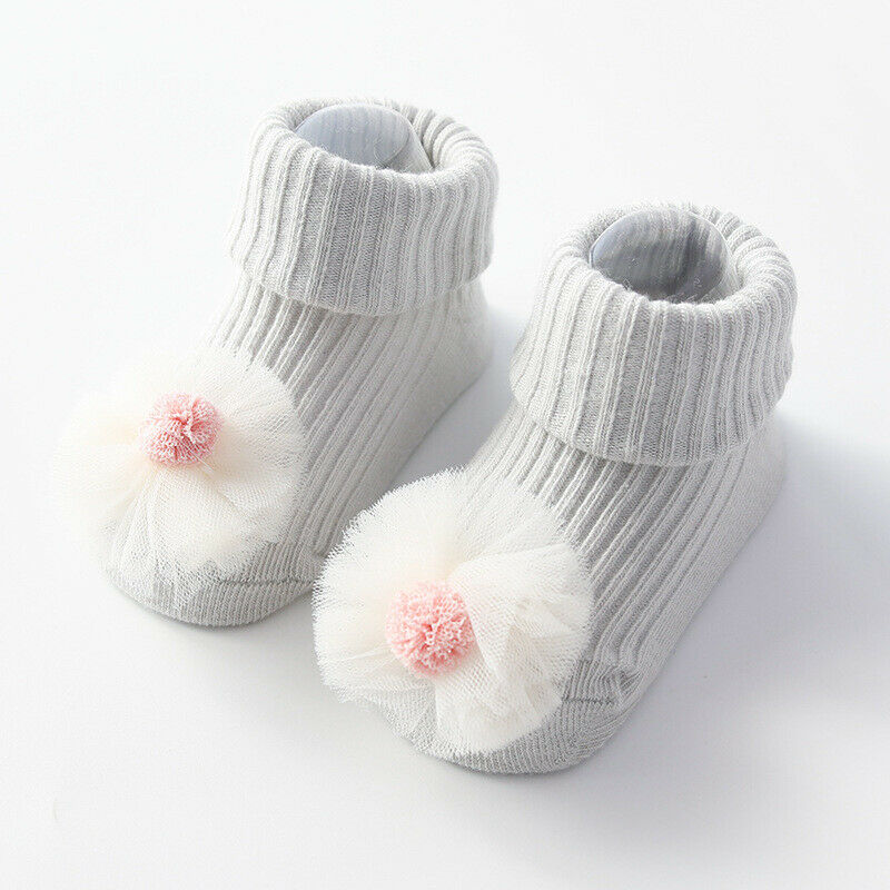 Baby Clothing Toddler Baby Non-Slip Boot Socks Girls Winter Cartoon Warm Shoes 3D Cartoon Fruit Winter Warm House Shoes: Lace Gray / 9M