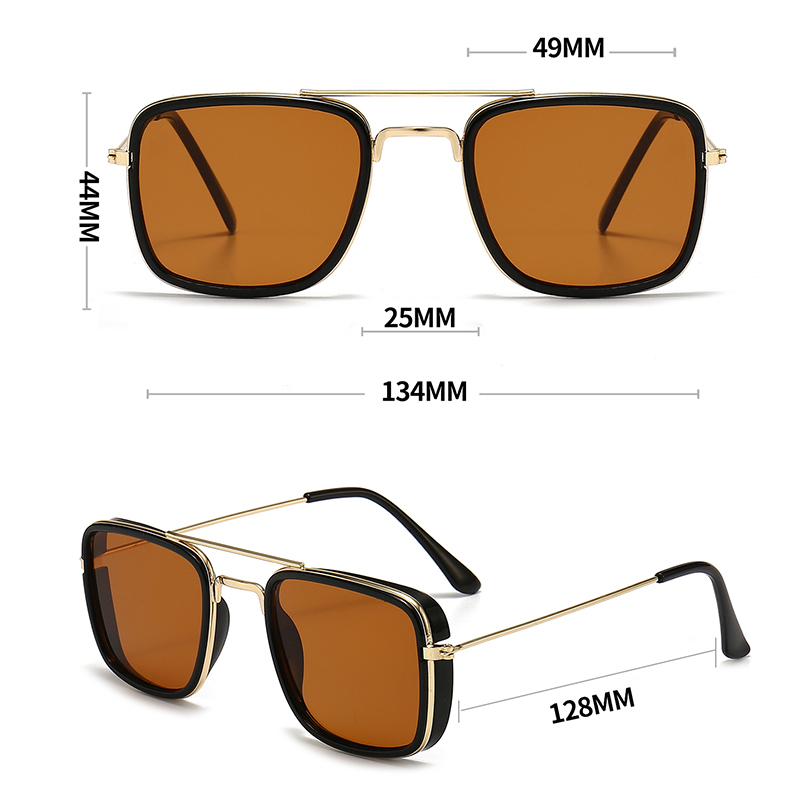 Sunglasses European and American Metal Small Square Frame Korean Version Glasses Retro Square Sunglasses UV Protection