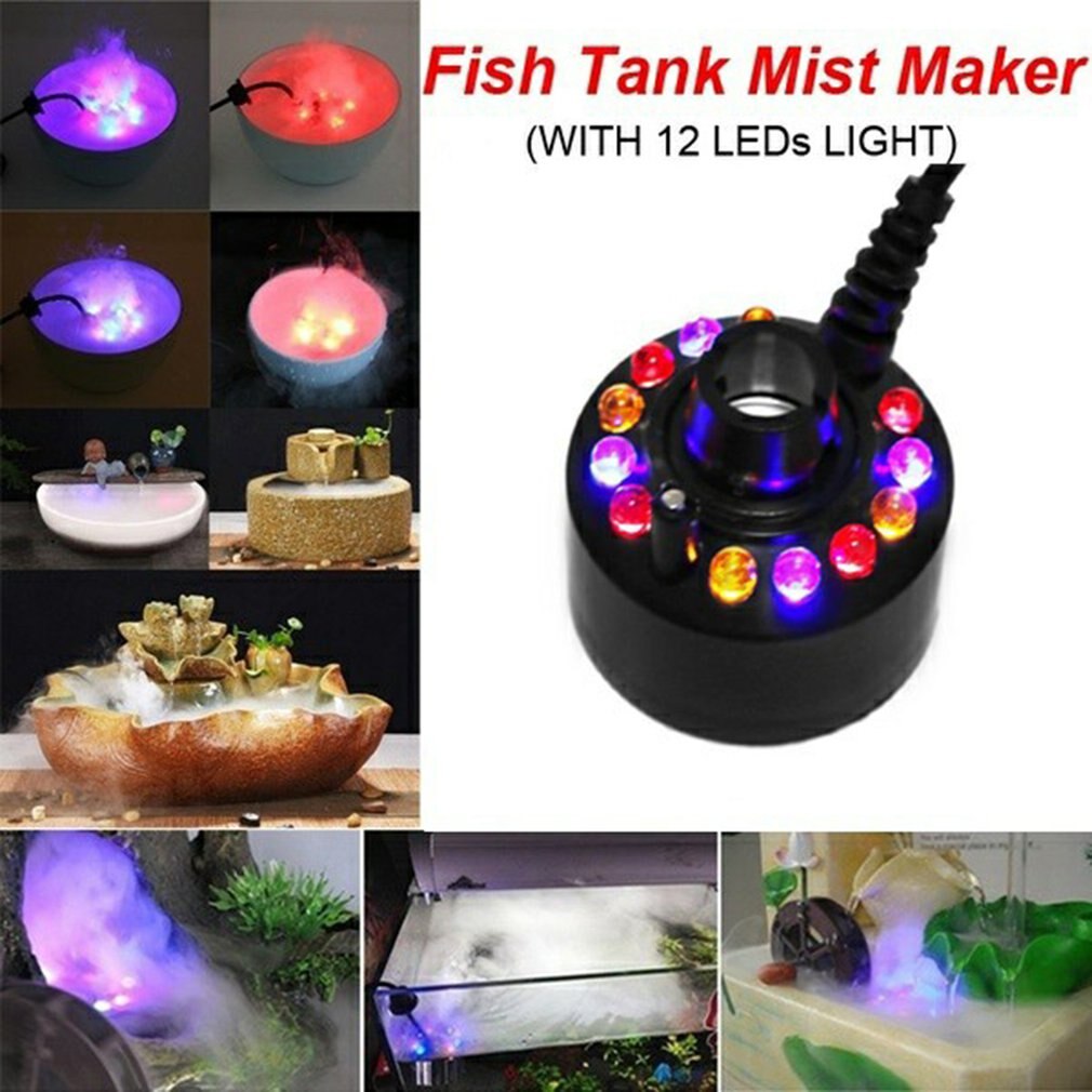 12 Leds Ultrasonic Mist Maker Fogger Water Fountain Pond Fog Machine Atomizer Air Humidifier EU/US/UK Plug fog fountain