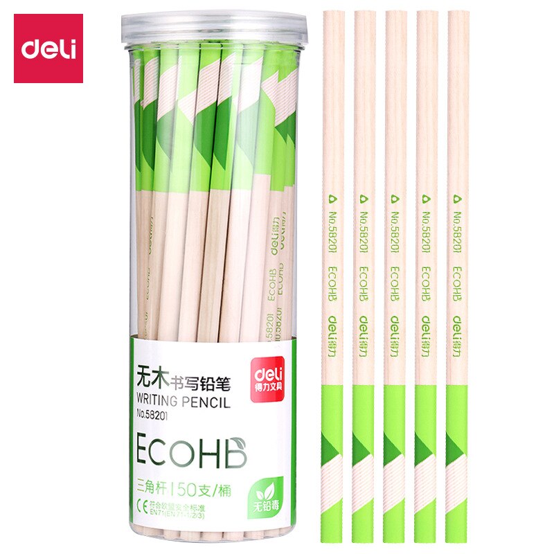 Deli non wood HB triangular advanced graphite writing pencil, sketch pencil, imitation wood pencil, student office stationery