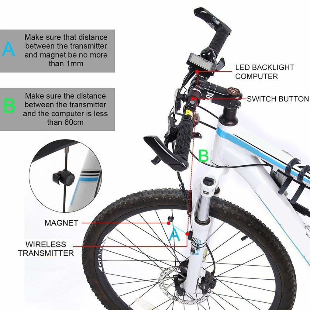 Cycling Computer Mountain Bike Road Bicycle LCD Display Waterproof Bike Computer with Backlit