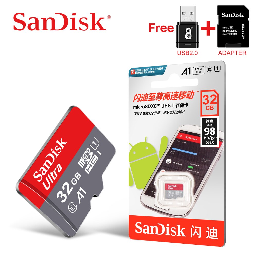 SanDisk tarjeta de memoria Ultra 400GB de 256GB, 200GB, 128GB, 64GB, 98 MB/S, 32GB y 16 GB, tarjeta Micro sd Class10 UHS-3, tarjeta flash A1, tarjeta SD/TF Microsd