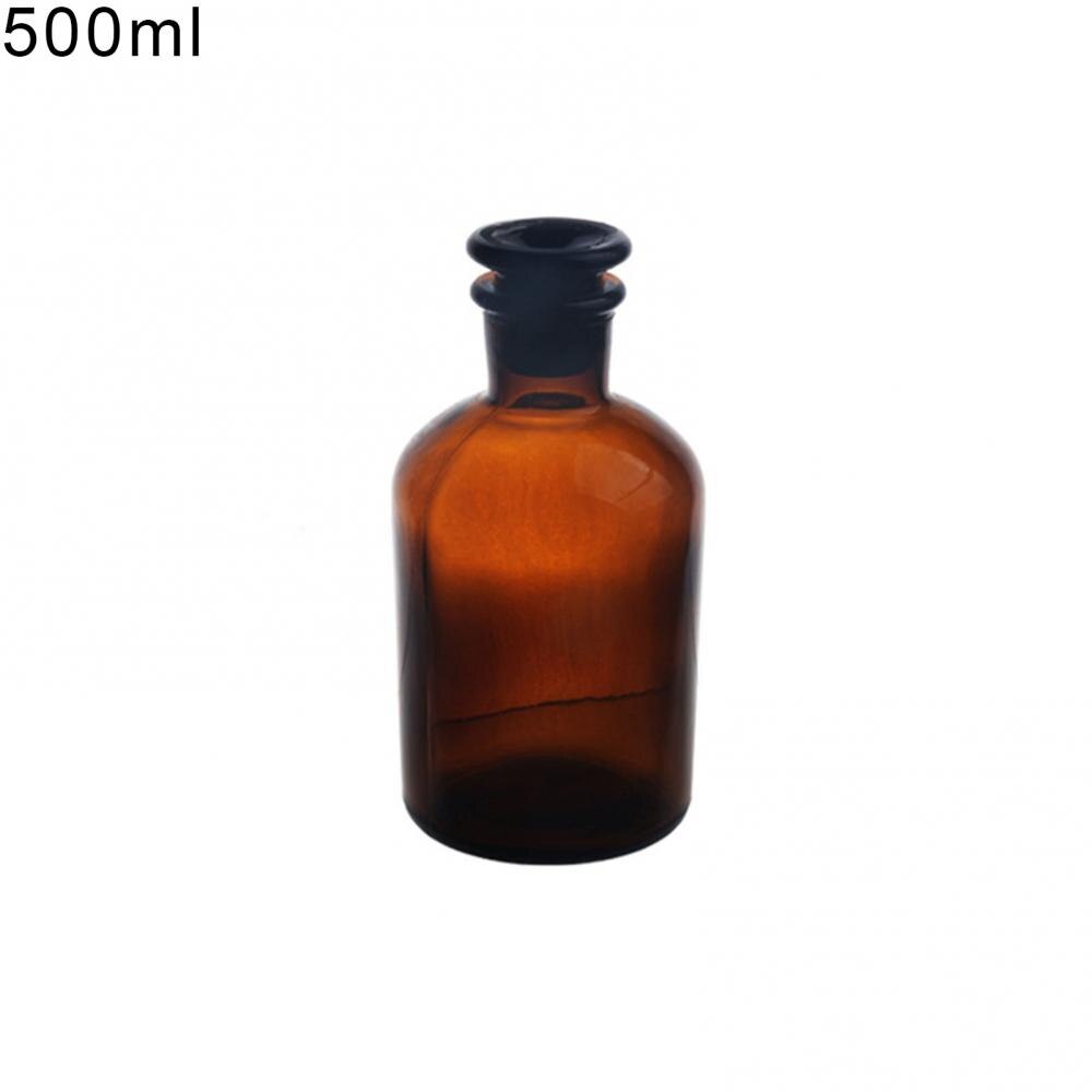Bouteille rechargeable en verre ambre brun 30/60/125/250/500ml, contenant de réactif Portable avec bouchon: 500ml