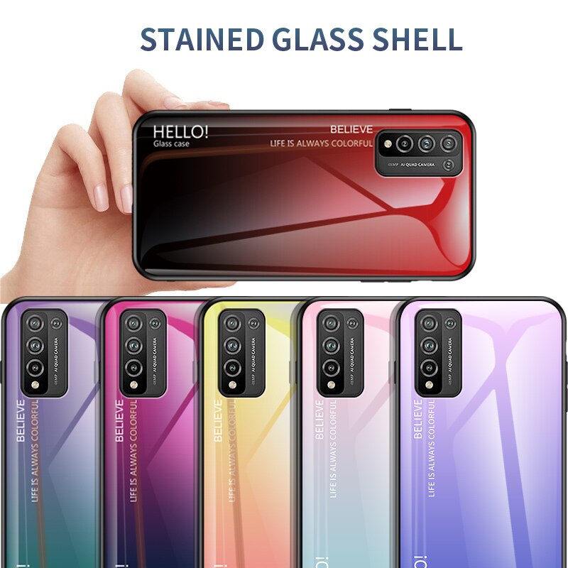 MAKAVO per Huawei Honor 10X Lite coperchio coperchio per telefono Honor 10X Lite in vetro temperato sfumato di lusso per Fundas