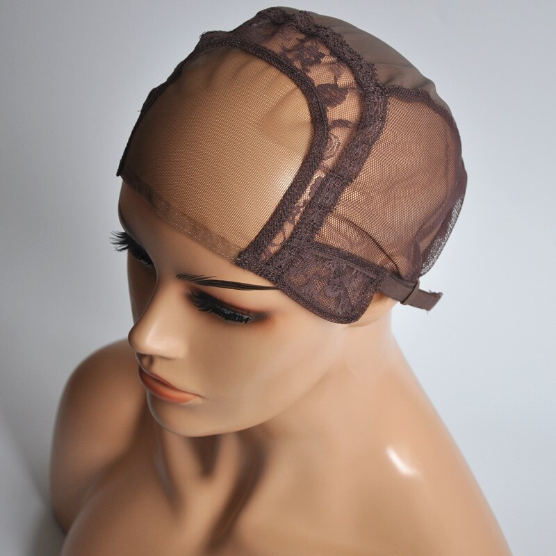 4*4 U Part Wig Cap Swiss Lace Cap For Making Wig With Adjustable Straps Dark Brown/Brown/Light Brown/Beige/Black Gluless Cap