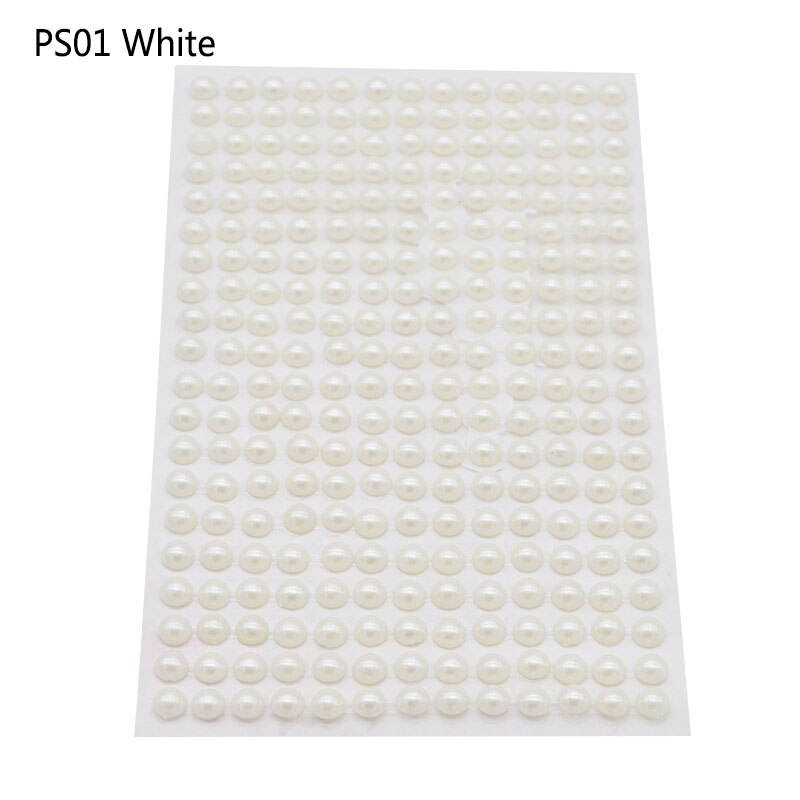 1Sheet 6mm Half-round Pearl Beads Self-Adhesive Rhinestone Crystal Acrylic Stickers DIY Multicolor Decals Scrapbook Stickers Gem: PS01