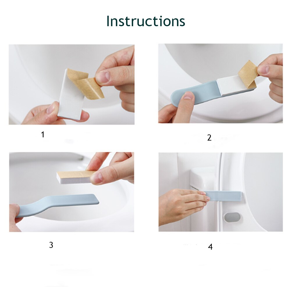 Elevador de la tapa del asiento del inodoro antisuciedad de plástico, tapa del asiento, mango, pegatina, dispositivo de elevación para viajes, Hogar, baño, accesorios