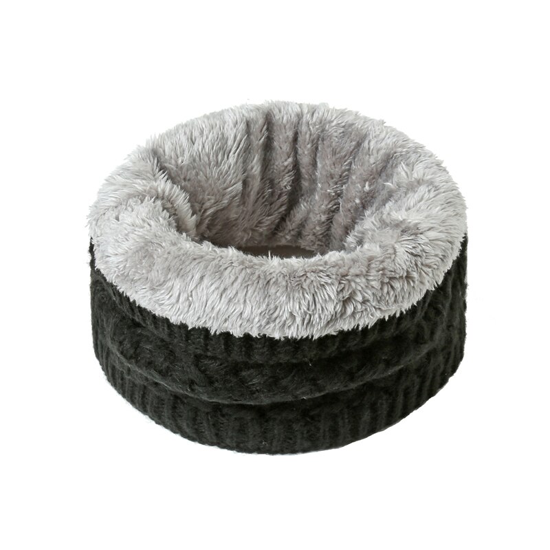 Unisex Winter Sjaal Vrouwen Warm Bont Dikke Snood Gebreide Ring Sjaals Kinderen Outdoor Solid Cashmere Beanie Bufanda: WJ75-9