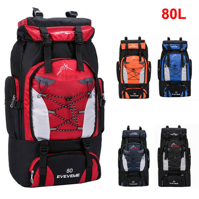 Unisex stor vattentät resa ryggsäck vandring camping ryggsäck vandring bagage väska sport resor 80l