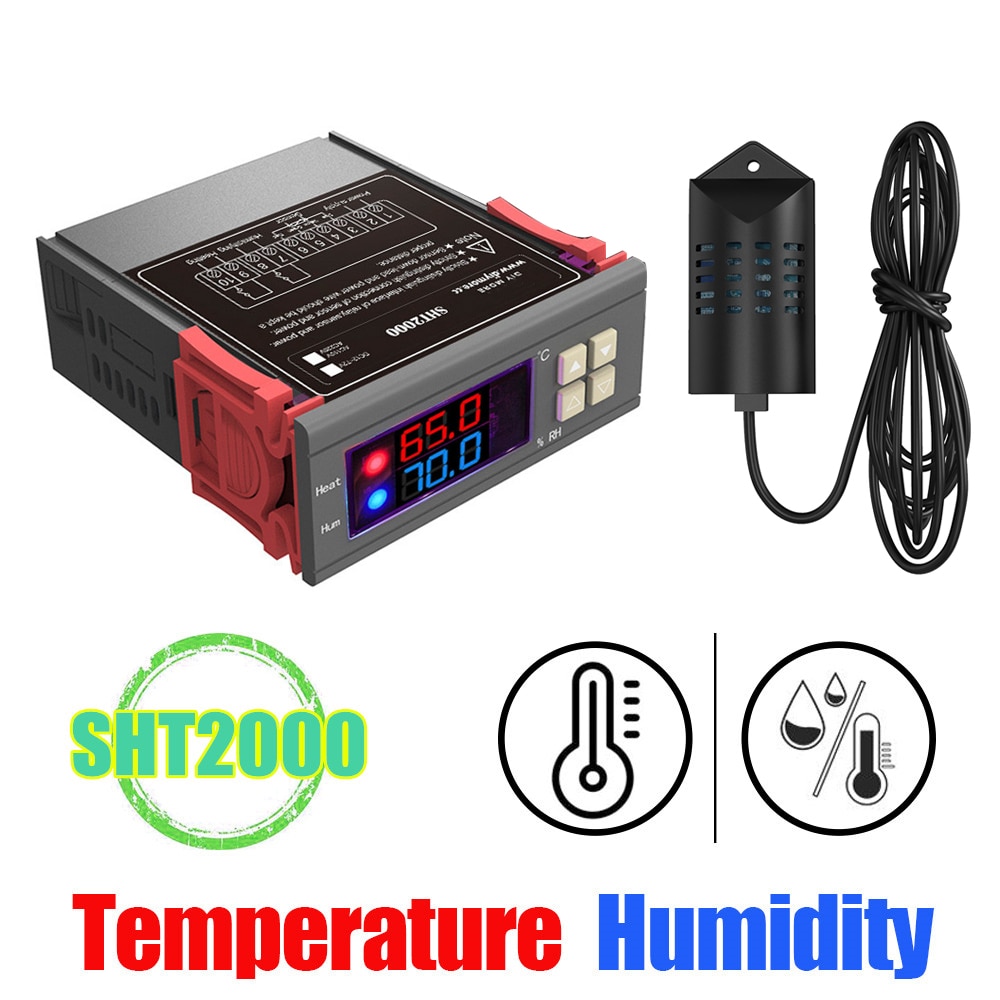 DC 12V 24V 48V AC 110V-220V Digital Temperature Humidity Controller Thermostat Humidistat Thermometer Hygrometer Weather Station