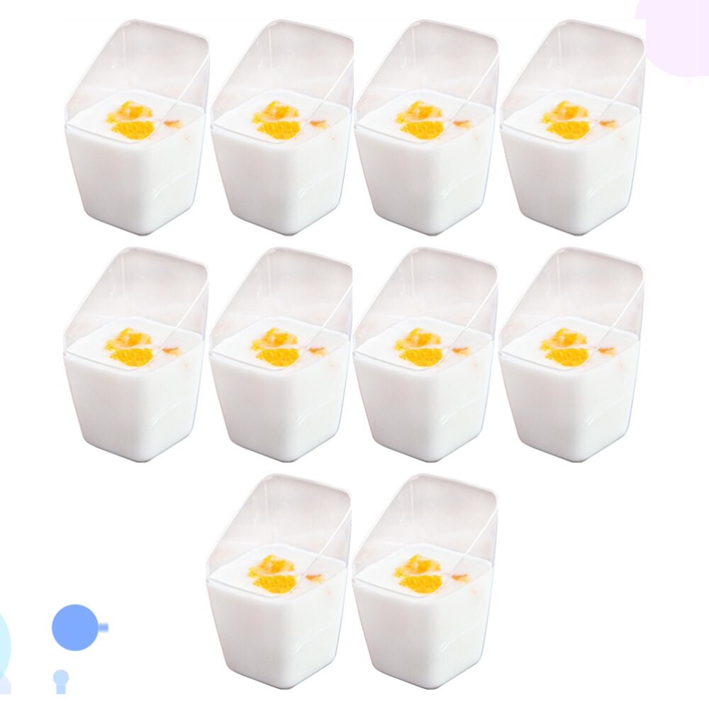 Mousse Cup Oblique Square Disposable Mini Tiramisu Cup Dessert Containers for Restaurant Cafe