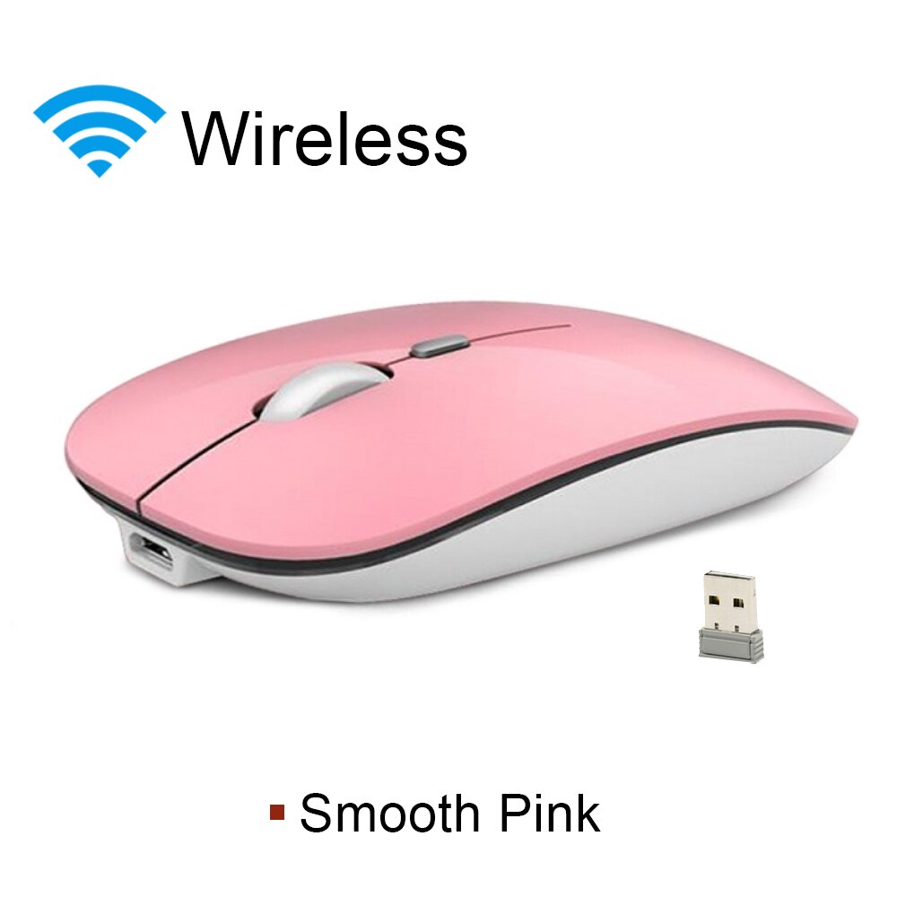 Draadloze Muis Computer Bluetooth Muis Stille Pc Mause Oplaadbare Ergonomische Muis 2.4Ghz Usb Optische Muizen Voor Laptop Pc: 2.4G pink