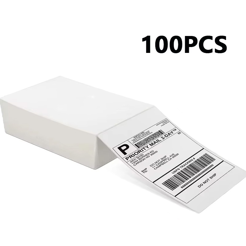 4x6 Inch 100/500 sheets Thermal Label Printer Self-Adhesive Thermal Printing Paper DHL UPS Express Barcode Label: WHITE