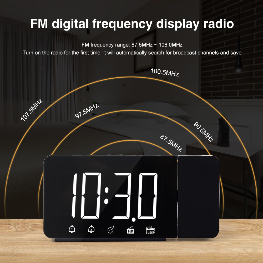 Sveglia della proiezione Digital Alarm Clock Con Funzione Snooze FM Display A LED Orologio Elettronico Per La Camera Da Letto Ufficio