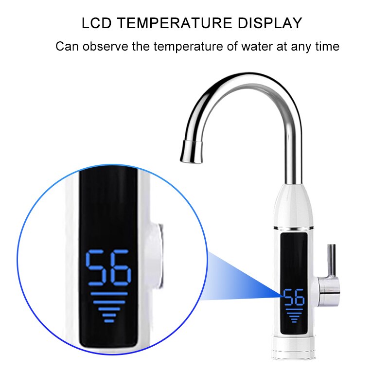 3000W 220V Temperature Display Instant Tankless Electric Water Heater Faucet Home Kitchen Instant Heating Tap Water Heater