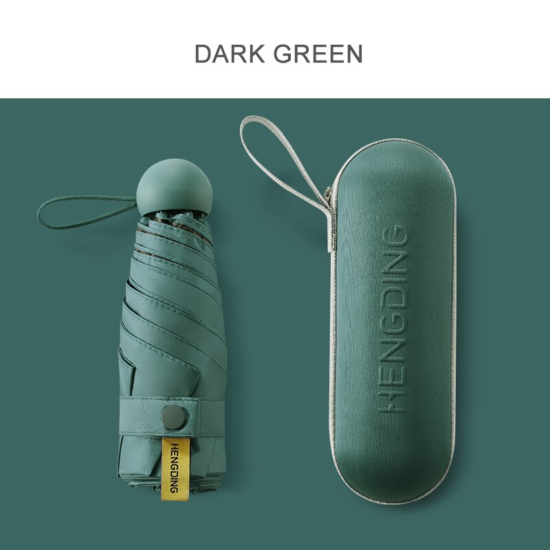 Miniparaguas para mujer, sombrilla de bolsillo a prueba de viento, colorida, Anti UV de lluvia, protección solar, 6K, pequeña: dark green