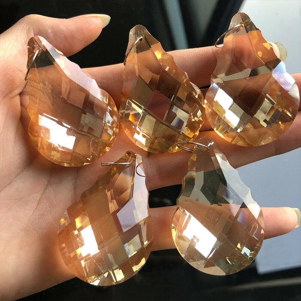 10pc 50mm champagne kristallkrona prisma ljus del hängen diy suncatcher crystal