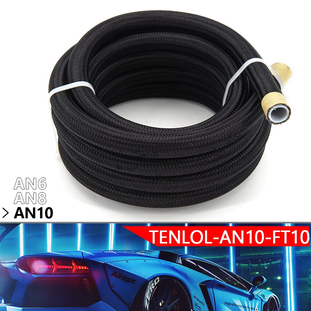 10/20 meter 3m/6m an6 an8 an10 ptfe oljedrivstoffslange med nylonflettet innside av ptfe