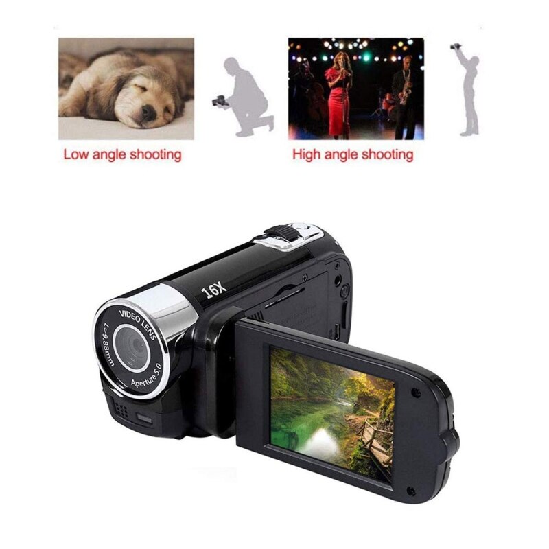 Vlog Camera Recorder Video Camera Camcorder 16X Digital Zoom LCD Flip Screen