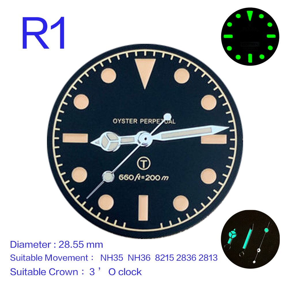 Cadran De Montre Lumineux Vert 28.5mm Pour Mouvement NH35/NH36 - Neuf Avec étiquettes