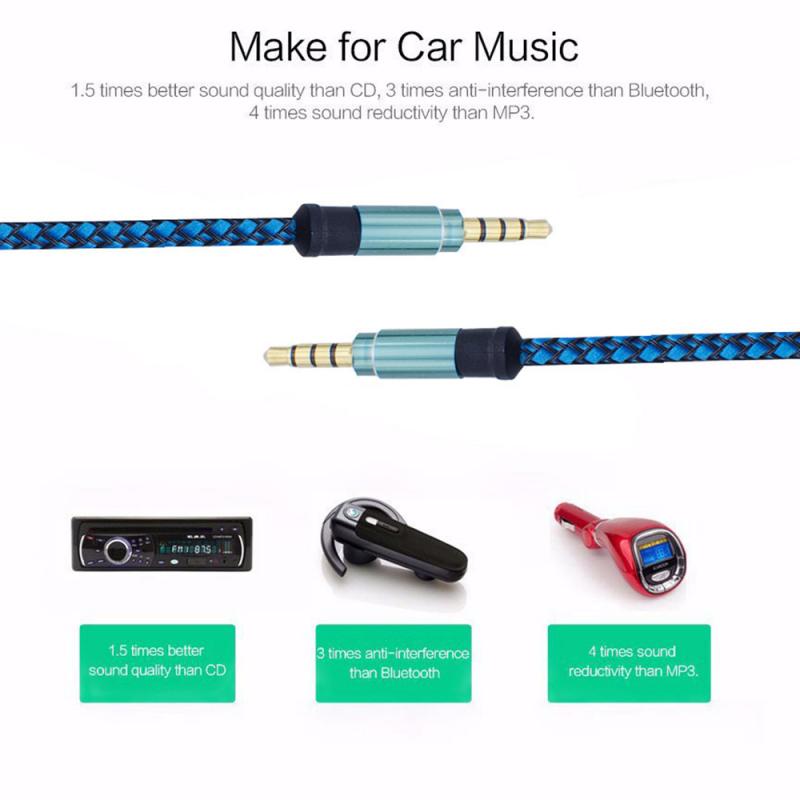 3M 3.5mm Stereo Car Auxiliary Audio Cable Male To Male Phone Adapters Aux Cables Car Aux Wire Car Accessories Car Interiors