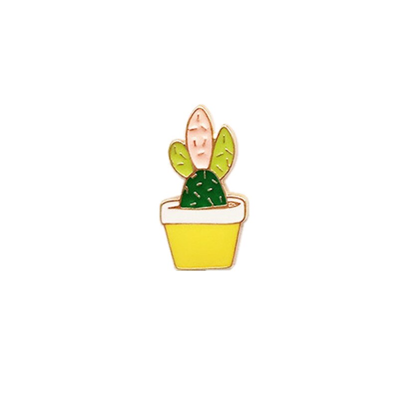 1 PCS Flower Pots of Cactus Brooch Badge Plants Metal Pin Badge Icons for Backpack Clothes Badges: 5