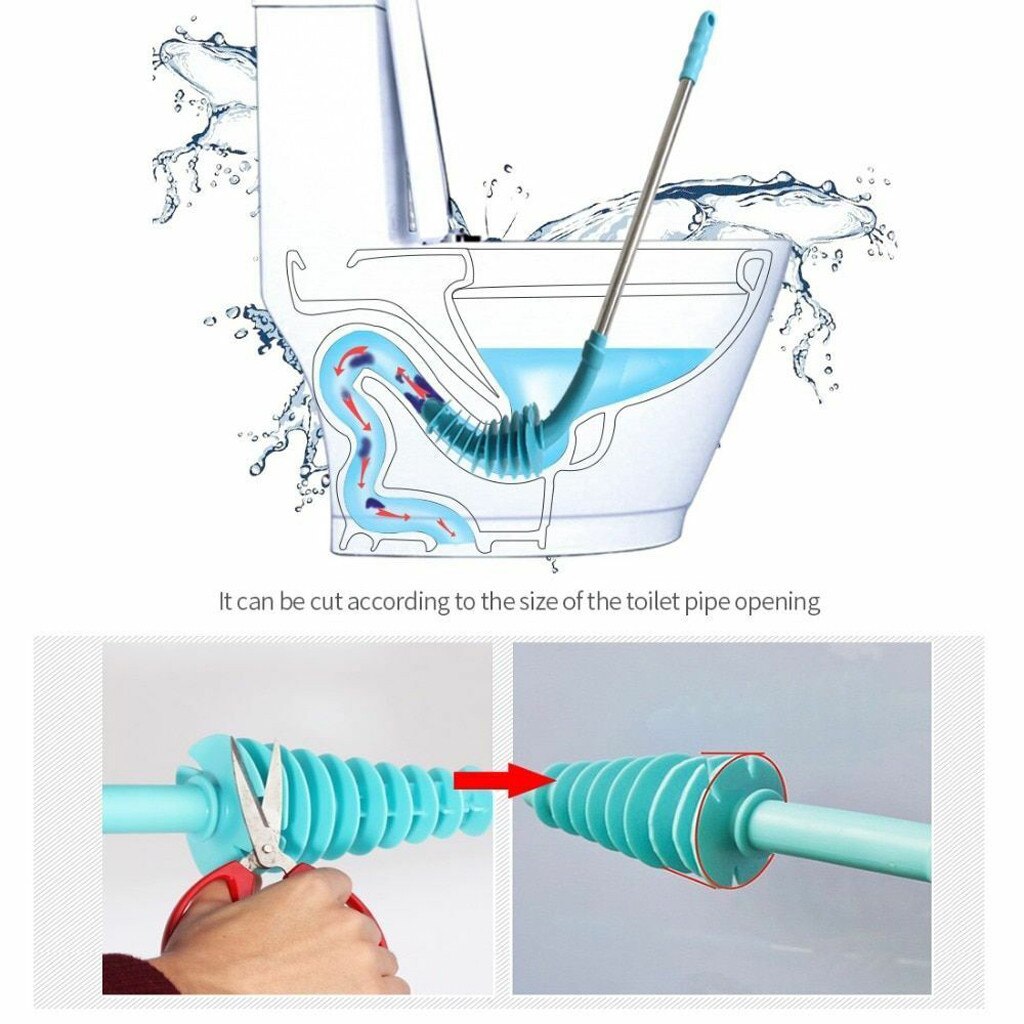 Toilet Plungers Flexible Toilet Brush Long Handle Plunger Bathroom Clogging Cleaner Tool Durable Cleane Powerful #G3