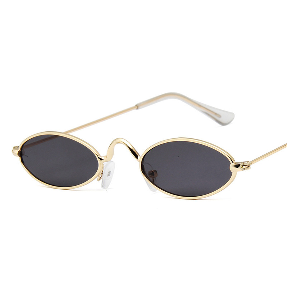 Unisex Mannen Dames Oval Zonnebril Shades Mannelijke Vrouwen Retro Zonnebril Uv Driving Travelling Zonnebril: Gold Gray