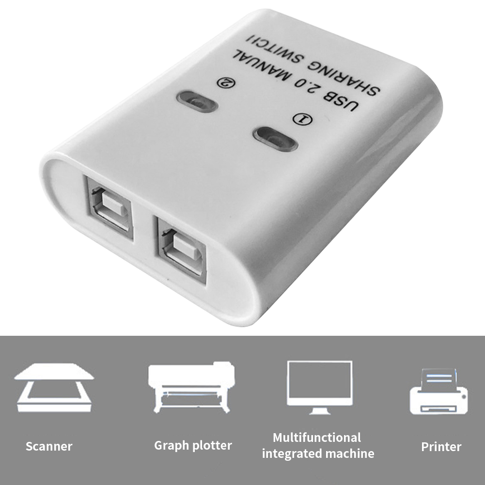 2In1 Out Usb Printer Hub Handleiding Lange Afstand 2 Port Home Office Compact Elektronische Knop Plug En Play Splitter Converter