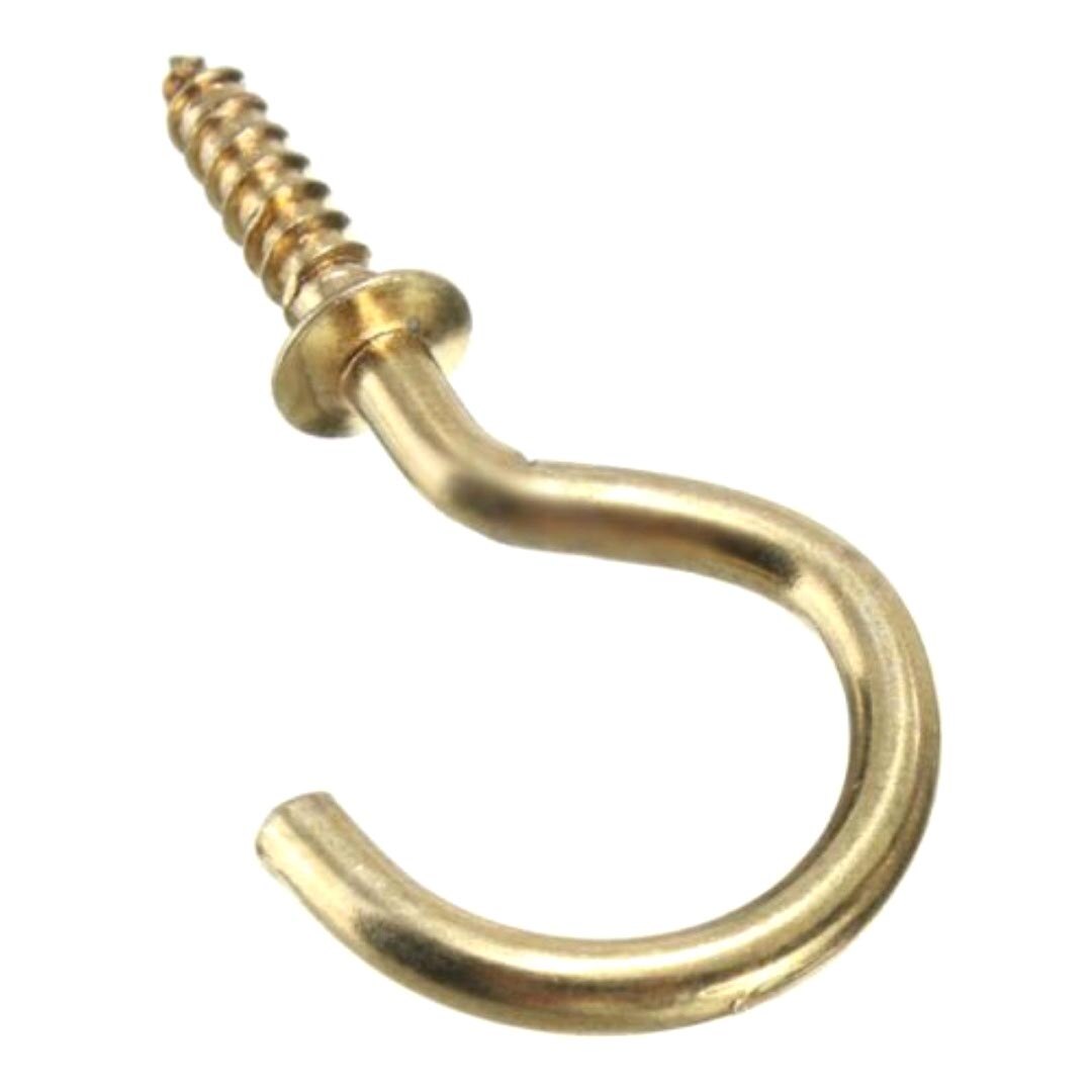 50pcs/lots Brass Cup Hooks Screws Hanger Hook For Picture,Coat,Key Jewelry Display Hanging Hardware 1/2&#39;&#39; /1&#39;&#39; /3/4&#39;&#39; 3 Sizes