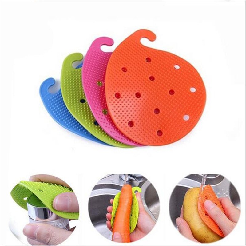 One pcs Fruit Vegetable Cleaning Brush Cute Shape Random Color Easy Cleaning Brush For Potato Fruits Carrot Ginger Cooking Tools
